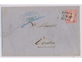 Bahnpost-L3 &nbsp;Emden 8.8. II Soest &nbsp;auf Faltbriefhülle mit 1 Gr. aus Rheine nach Verden
Stichwort: Bahnpost
Postleitz