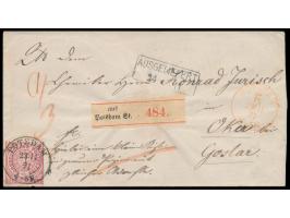 Paketbegleitbrief   mit  Teilbarfrankatur  aus Potsdam nach Oker bei Goslar  mit 1 Gr.-Marke,  Stempel  Potsdam  23.11.71 und