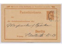 Berlin, Packetfahrt,  Ganzsachen-Doppelkarte auf Privatbestellung mit Wertstempel "Bär im Oval" 2 Pf.  + 2 Pf., Ortskrankenka