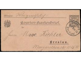 Breslau,  Courier: Kartenbrief 3 Pf. mit Stempel Courier Breslau 16.9.98, Bedarf, Müller K3
Stichwort: Schlesien
