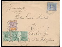 British Guiana,  3x 1 Ct., 2 Ct. und 5 Ct. auf Brief nach Deutschland, Stempel  Georgetown  28.4.98, Ankunftsstempel Warburg 