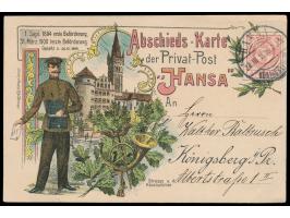 Königsberg,  Hansa-Abschiedskarte 3 Pf., Müller P 11, Stempel Hansa / Königsberg i Pr 23.3.1900
Stichwort: RPD Danzig und Kön