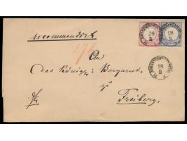 1 Gr. und 2 Gr. mit kleinem Brustschild auf Einschreibbrief (Faltbriefhülle) mit Sachsen-K2  Johanngeorgenstadt  18.2.72 nach