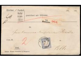 Einzelfrankatur 2 Gr. (zwei winzige, unauffällige Flecke) auf  Paketbegleitadresse  (Faltkarte) der Königl. Finanz-Direction 