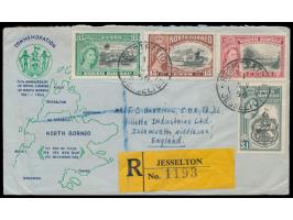 Britisch-Nordborneo  1933 - 1961: Lot von 9 Belegen, teilweise Bedarf, dabei x 5 Einschreiben von Jesselton, Luftpost, gute E