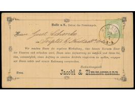 1/3 Gr. (kleine Marke und Spuren des Nagelkopfes im Schild) auf dekorativer Vertreterkarte, Zweikreisstempel  Halle A /S..  2