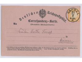 1/2 Gr. auf lila Antwortkartenformular "Deutsches Reichspostgebiet ... (Bezahlte Rückantwort)" der OPD Frankfurt / Main, Thur