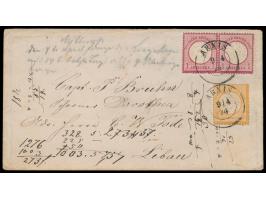 1/2 Gr. und Paar 1 Gr. auf Brief  nach Libau / Russland,  weiterverwendeter Schleswig-Holstein-K2  Arnis  9.4.74, Ankunftsste