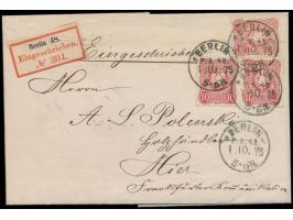 3 x 10 Pfe. auf  Orts-Einschreibbrief  mit Stempel  Berlin P.A. 48 N. 1.  1.10.75,  R-Zettel mit Ortsangabe,  hierfür frühes 