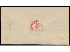 3 x Österreich  5 Kr. (Ausgabe 1867) auf  Einschreibbrief  (eine Marke rückseitig) von  Reichenberg  10.3.76 nach Berlin, Ste