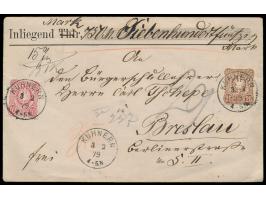 10 Pfe. und 25 Pfe. auf  Wertbrief  mit Wertangabe 750 Mark, Stempel  Kuhnern  3.2.79, nach Breslau, Ankunftstempel 4.2.79
St