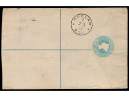 Großbritannien-R-Ganzsachenumschlag 2 d.  mit Zusatzfrankatur 1/2 d. und 2 x 1 d. nach Deutschland, Stempel  Cloucester Stati