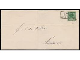 5 Pf. mit besserer Farbe  dunkelgrün  auf Faltbriefhülle, Rahmenstempel  Hagen im Bremischen  29.8.90, nach Sellhorn, geprüft