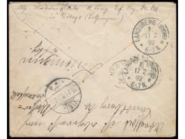 Brief mit Stempel  Dieuze  18.1.92  nach New York bei Vietz  (Reg. Bez. Frankfurt / Oder), irrtümlich nach New York / USA bef