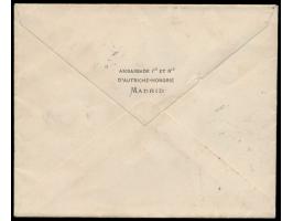 Einschreibbrief des österreichisch-ungarischen Botschafters in Madrid (rückseitig gedruckter Absender) nach Leopoldau bei Wie