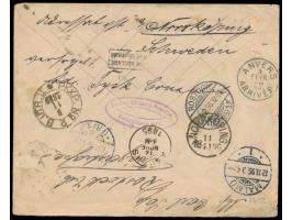 2 x 5 Pf. auf Brief mit Stempel &nbsp;Rostock (Mecklb.) 1 &nbsp;5.11.95 nach Königsberg, nachgesandt nach Schweden und Belgie