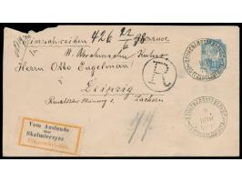 Russland-Ganzsachenumschlag  10 Kop. mit rückseitig 10 Kop. als Einschreiben mit Stempel Zaunskajawolja Kalisch G. 8.6.98 nac