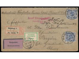 2 x 20 Pf. auf  Auslands-Nachnahme-R-Brief  mit Stempel  Hamburg 1  24.1.99 in die Schweiz, Aufkleber "Annahme verweigert" un