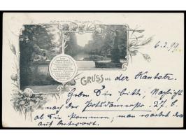 5 Pfg. Krone/Adler auf Ansichtskarte Goethe-Denkmal in Berlin, Stempel Berlin 50 15.4.99, nach Jena. Vierzeiliger Grußtext mi