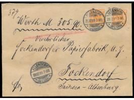 2 x 25 Pf. Krone-Adler auf  Wertbrief  (Wertangabe 305 Mark), Stempel  Allendorf (Werra)  29.12.99, nach Fockendorf, Ankunfts