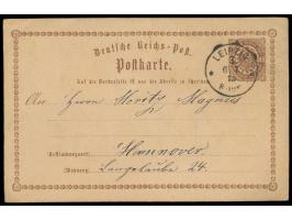 Ganzsache 1/2 Gr mit erstem Normstempel  Leipzig 3 * a  6.7.75 nach Hannover, auf Brustschild-Ausgabe selten
Postleitzahl: 04