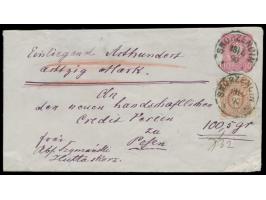 Ganzsachenumschlag 10 Pf. mit Zusatzfrankatur 25 Pf. (kleiner Zahnfehler), handschriftlich  "Einliegend Achthundertachtzig Ma