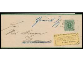 Ganzsachen-Streifband 3 Pf. mit Bahnpost-L3  Flensburg - Hamburg  5.5. I nach Dortmund, handschriftlich "Zurück 7.5.", gelber