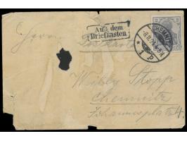 2 Pf. auf  Weinflaschen-Etikett  "1897 Ruppertsberger Auslese" als Ortskarte, Stempel  Chemnitz 1  8.11.04, R2  Aus dem Brief