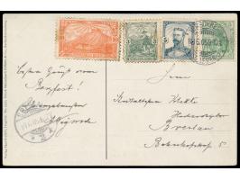 Sonderkarte zur 25jährigen Jubelfeier des Riesengebirgsvereins mit 5 Pf. Germania und  Briefmarken-Imitationen "Rübezahls Rei