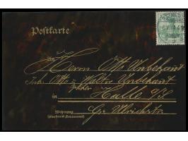 5 Pf. auf  Kunststoffpostkarte  mit eingraviertem Text "Gewidmet zum 50jährigen Geschäfts-Jubiläum der Firma Otto Unbekannt H