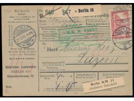 1 Mk. Reichspostzentralamt mit Wasserzeichen &nbsp;&nbsp;vorderseitig auf Auslands-Paketkarte für 2 Pakete nach Luzern / Schw