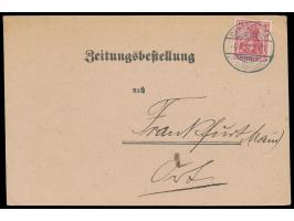 Einzelfrankatur 10 Pf. auf Vordruckkarte  Zeitungsbestellung  (Zeitungssache), Stempel Grossfelda (Oberhessen) 8.1.12, nach F