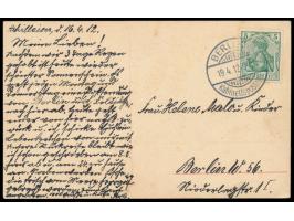 5 Pf. Germania mit Stempel  Berlin Kabinettspostamt  19.4.12 auf Foto-Ansichtskarte "Achilles auf Achilleion - Blick auf Corf