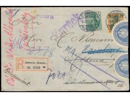 5 Pf. und 25 Pf. auf &nbsp;Einschreibbrief &nbsp;mit Stempel Schwerin (Mecklb.) 9.10.12 nach Altona, Ankunftstempel 9.10.12, 