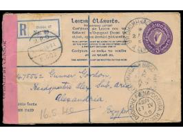 R-Ganzsachenumschlag  5 Pg. (Format G) von Dublin 27.4.40 ohne Zusatzfrankatur an einen britischen Soldaten in Alexandria, po