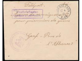 unfrankierter Brief an das Kriegsgefangenen-Auskunftsbüro in Genf mit Angabe "Feldpost", violetter R2  Postbriefkasten Leimba