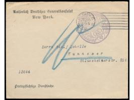 Brief "Portopflichtige Dienstsache" des Kaiserlich Deutschen Generalkonsulats  New York,  violettes Dienstsiegel  Deutsches R