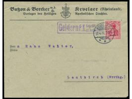 10 Pfg. Germania auf Firmenbrief  Butzon &amp; Bercker Verleger des Heiligen Apostolischen Stuhls,  Stempel Kevelaer 27.4.16,