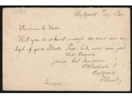 Ganzsachen-Antwortteil 10 Aur mit Stempel Reykjavik 9.11.00 nach London, Stempel "Parti / Gone away" und  Retour,  Returned L