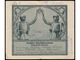 Kriegsanleihe-Sparkarte  des Deutschen Sparkassenverbandes für Soldaten, Briefstempel "Füsilier-Regiment Nr. 34 / 3. Kompagni