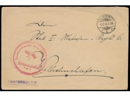 Revolution 1918:  Dienstbrief "Heeressache" mit Stempel  Schweidnitz 1  5.12.18 nach Wilhelmshaven, rückseitig Briefstempel "