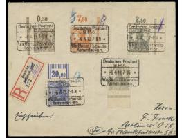 Germaniamarken 2 1/2, 3 und 7 1/2 Pf. mit  Plattendruck-Eckrändern  oben links und rechts und 2 Pf. mit Unterrand und 20 Pf. 