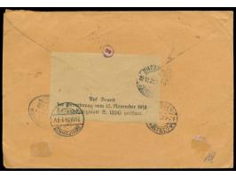 4 x  Jugoslawien  25 Para auf Einschreibbrief mit aptiertem Österreich-Stempel Split 14.12.20 nach Deutschland, handschriftli