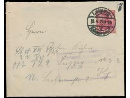 40 Pf. auf Ortsbrief mit Stempel   Leipzig-Volkmarsdorf 18.4.21 an einen Strafgefangenen in der  Gefangenenanstalt Leipzig II