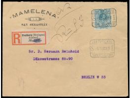 Spanien &nbsp;50 C. auf Einschreibbrief mit Stempel &nbsp;Certificado San Sebastian &nbsp;6.12.21 nach Berlin, handschriftlic