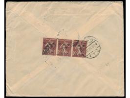 6 x  Syrien 1 Pia.  vorder- und rückseitig auf Einschreibbrief mit Stempel  Beyrouth 14  17.12.21 nach Deutschland, handschri