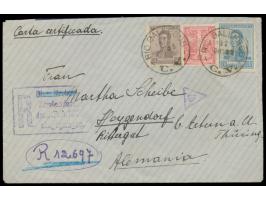 Einschreibbrief aus  Argentinien  nach Deutschland, Frankatur 28 C., Stempel  Rio Gallegos C. V.  23.12.21 (nahe dem südlichs