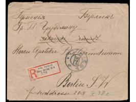 Russland (RSFSR) Aufdruck 10.000 R. (schwarz) auf 40 R. als Einzelfrankatur rückseitig auf Einschreibbrief mit Stempel Kiew 2