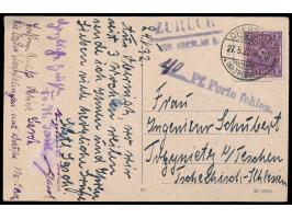 Einzelfrankatur 2 M. Posthorn auf Postkarte mit Stempel Obernigk (Kr. Trebnitz) 27.5.22 nach Trzynietz bei Teschen / Tschecho