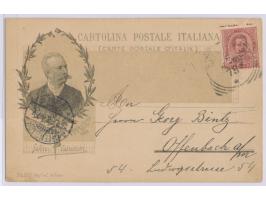 10 C. Umberto (1893) auf Ansichtskarte mit adresseitiger Abbildung  Felice Cavallotti  (Politiker und Journalist, kam am 6.3.